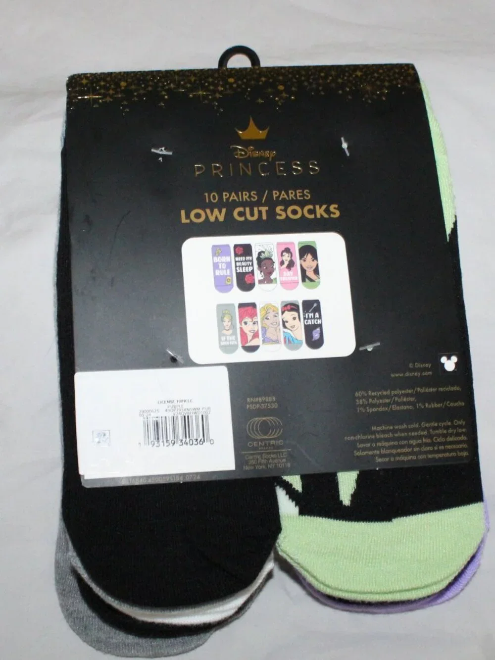 NWT Disney Princess Women's 10 Pack Low-Cut Socks Size 4-10.5